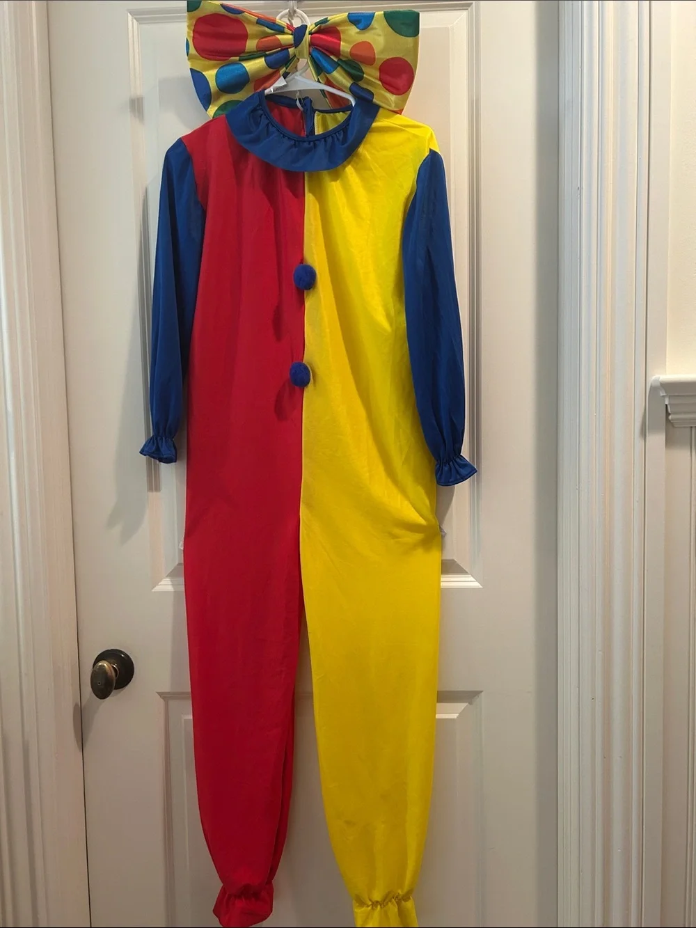 Rubie’s Color Block Clown One Piece PullOn Costume w/ polka dot tie kids size L